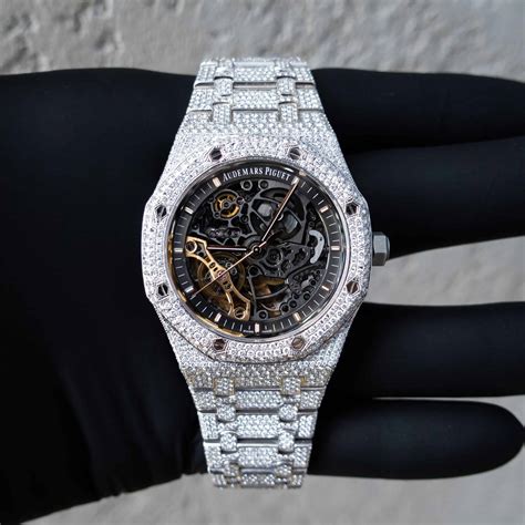 audemars piguet royal oak skeleton steel|Audemars Piguet iced out skeleton.